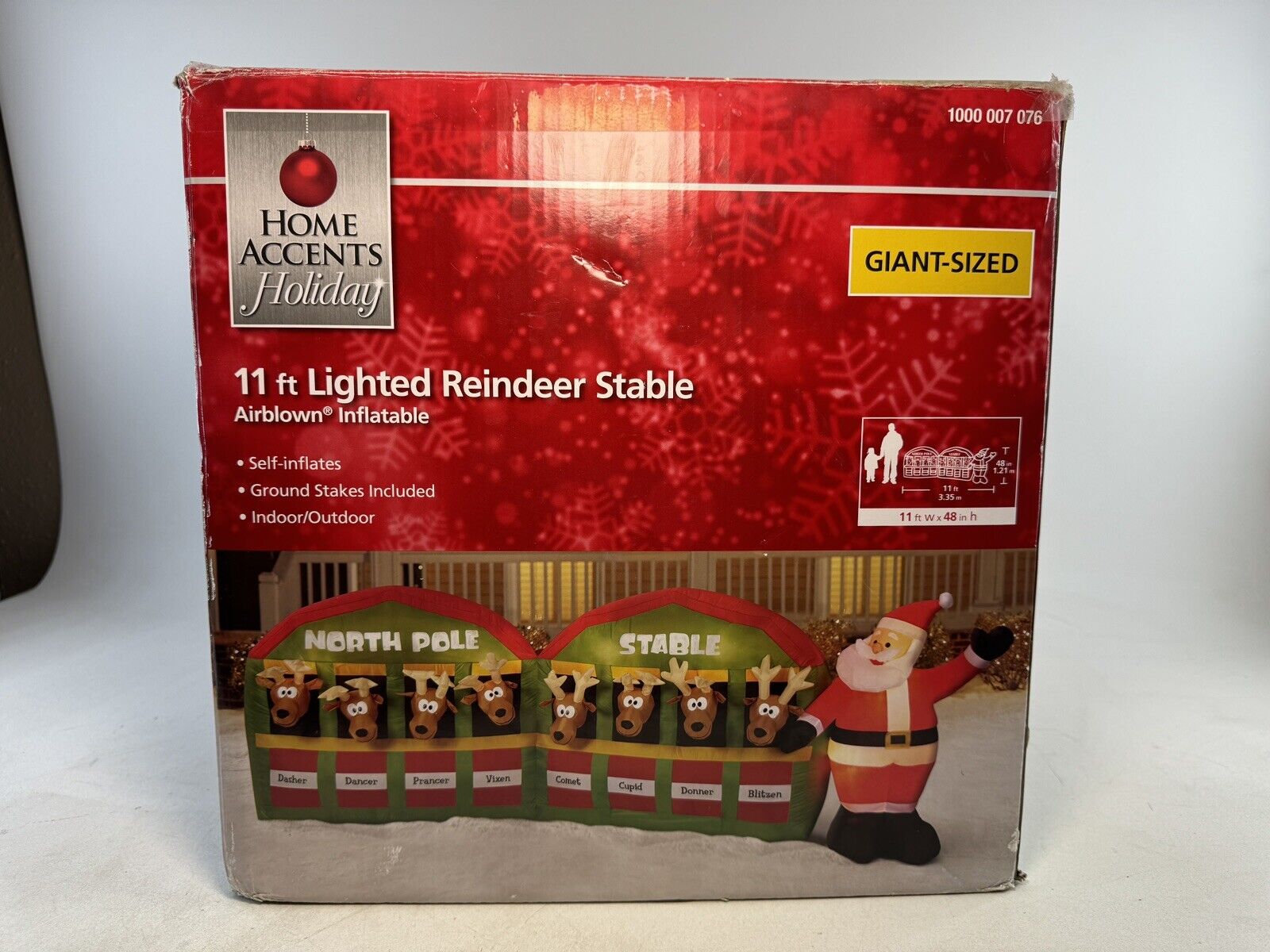 Gemmy 11’ Santa Reindeer Stable Christmas Inflatable Airblown X-mas Holiday