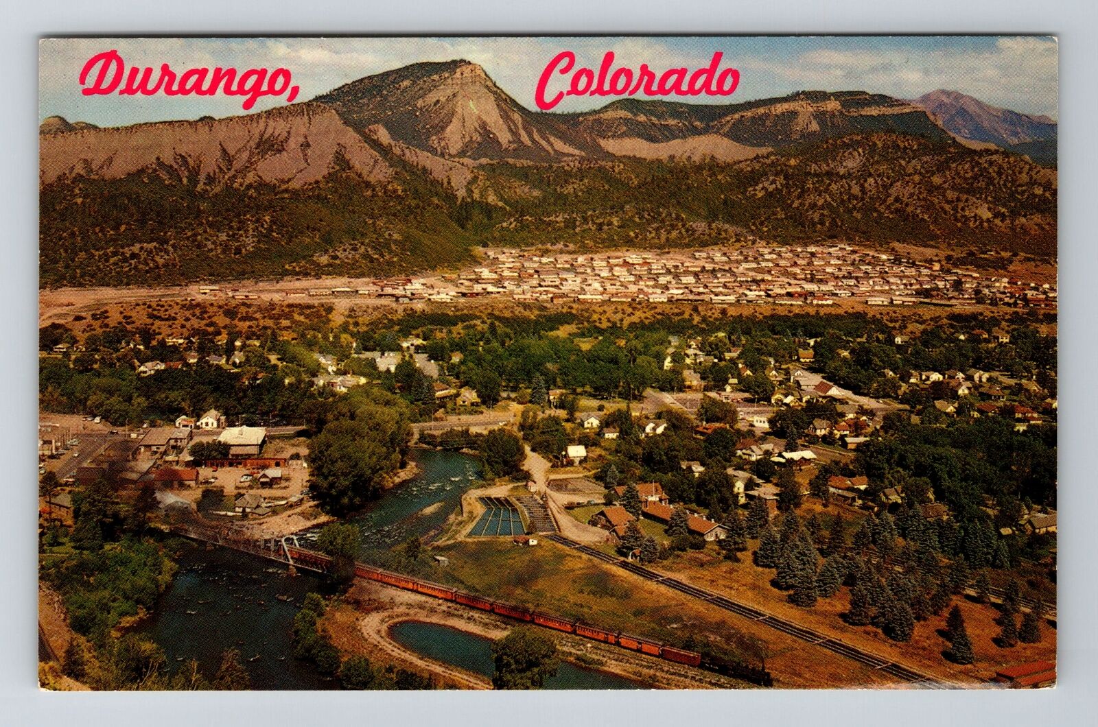 Durango CO-Colorado, Aerial Of Animas Valley Vintage Souvenir Postcard