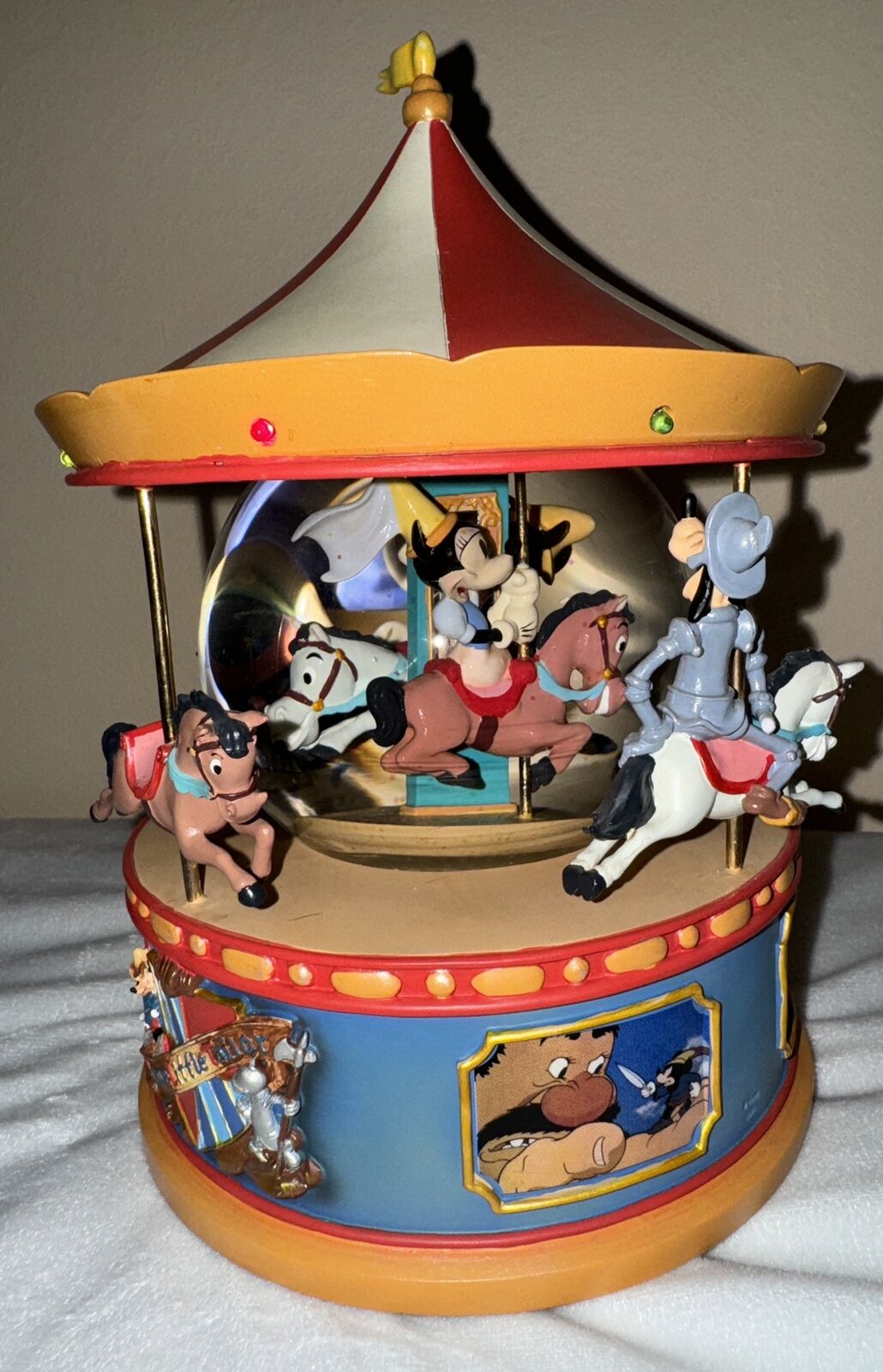 RARE - Vintage Disney Brave Little Tailor Snow Globe Carousel Music Box