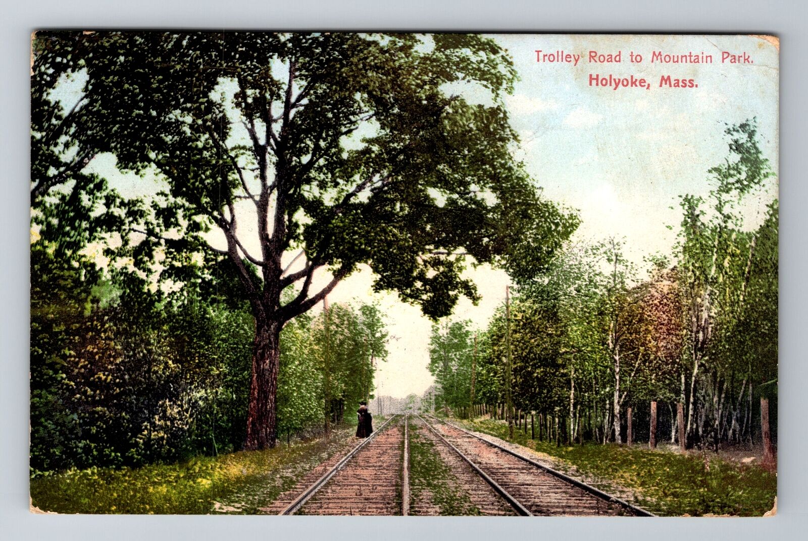 Holyoke MA-Massachusetts, Trolley Road To Mountain Park, Vintage c1909 Postcard