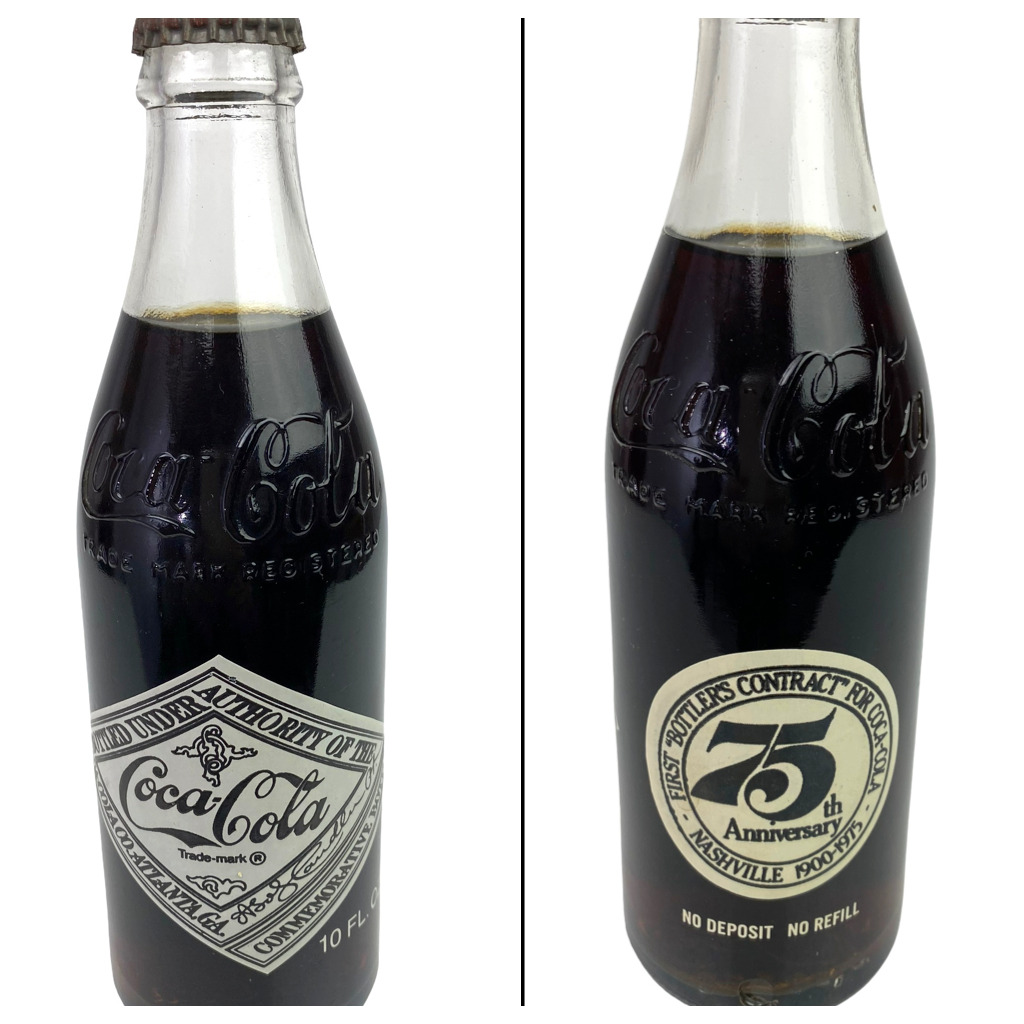 1975 Coca-Cola 75th Anniversary Commemorative 10 Oz. Bottle-Nashville 1900-1975