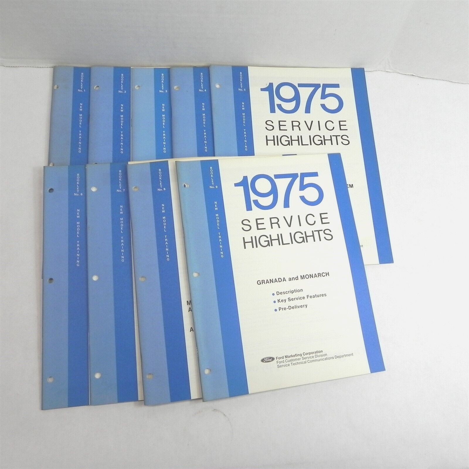 VINTAGE 1975 FORD SERVICE HIGHLIGHTS SET OF 9 REPAIR MANUALS GUIDE 