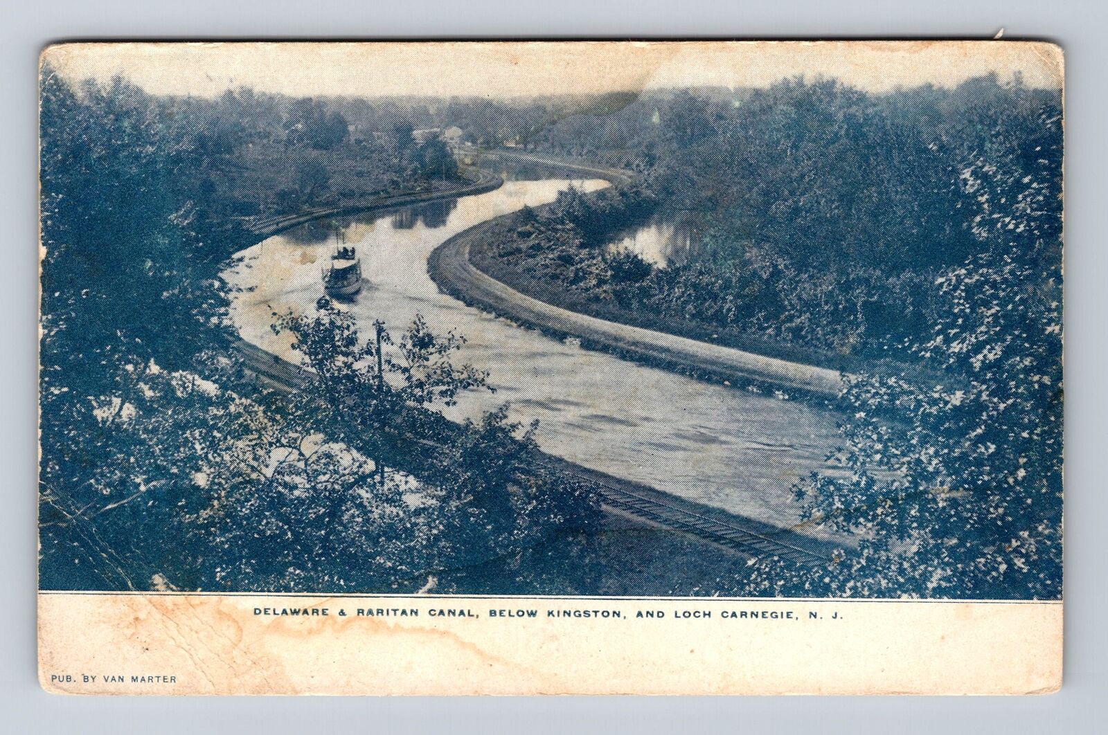 Loch Carnegie NJ-New Jersey, Aerial Delaware & Raritan Canal, Vintage Postcard