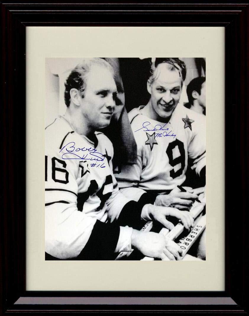 8x10 Framed Bobby Hull and Gordie Howe Autograph Replica Print