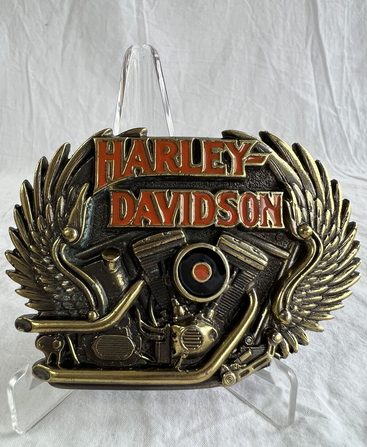 Harley-Davidson VTG ‘91 Rare Genuine Belt Buckle Baron USA Harley Engine -No Box
