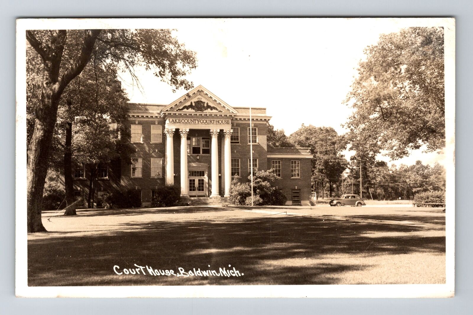 Baldwin MI-Michigan, RPPC Lake County Court House, Real Photo Vintage Postcard