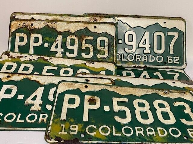 Set of 10 Vintage 1962 Colorado License Plates Rough Craft, Garage Decoration