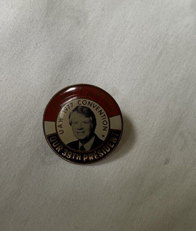 Jimmy Carter Our 39th President 1977 UAW Convention Enamel Metal 1” Lapel Pin