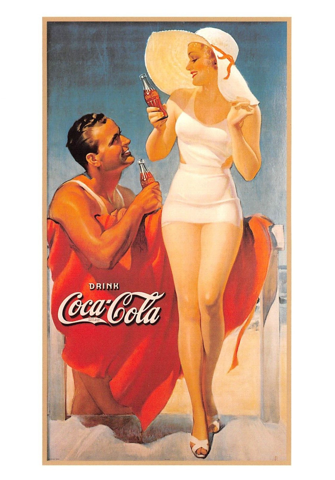 Coca-Cola DAY AT THE BEACH 1934 From the COKE Archives 1991 4x6 POSTCARD 6941c