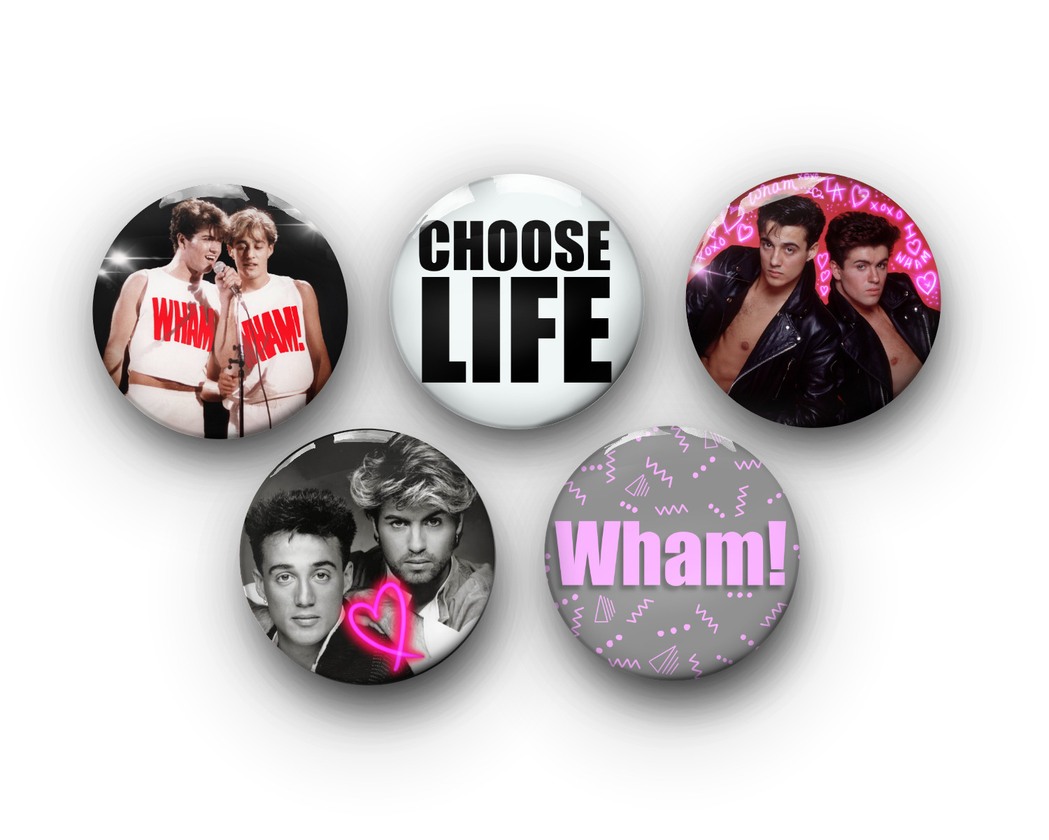 Wham Pin Badges | 80s Music | Band Pins | George Michael | Andrew Ridgeley |Gift