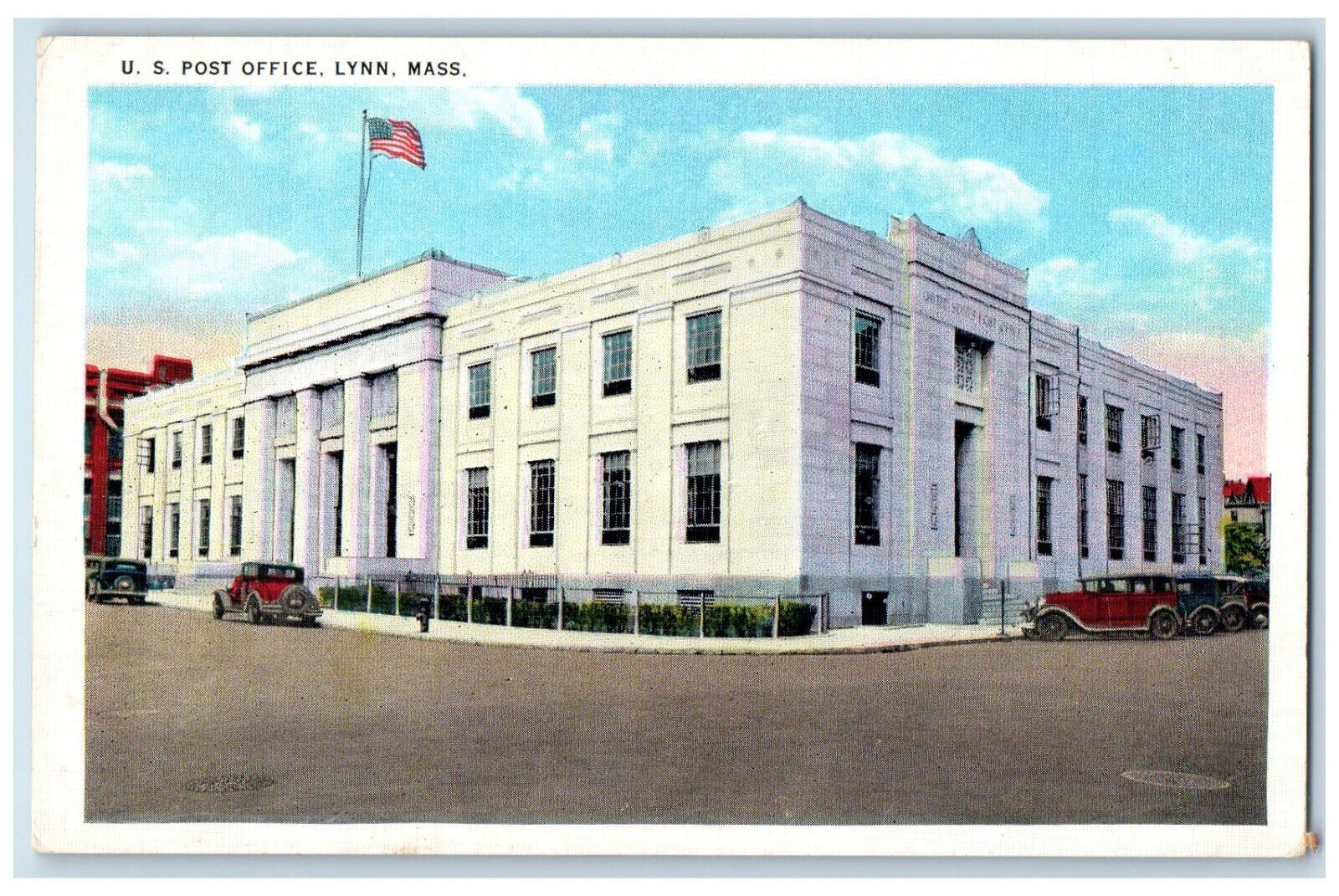 c1930's U.S. Flag Post Office Lynn Massachusetts MA Vintage Postcard
