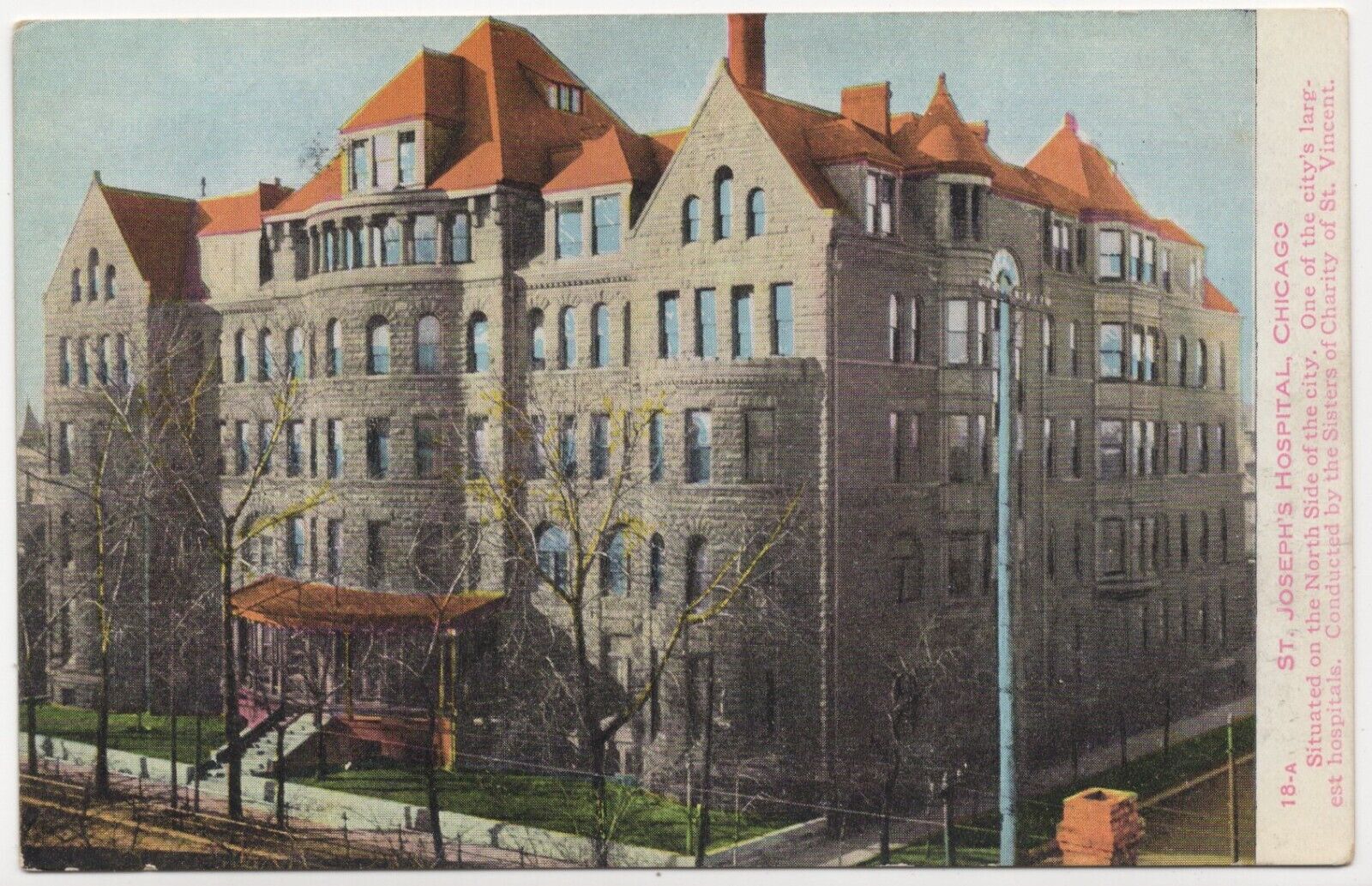 St. Joseph's Hospital Chicago Illinois Unposted Antique Postcard