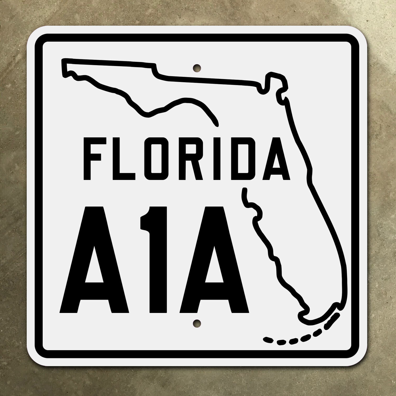 Florida state route A1A highway marker road sign Miami Beach Key West 16x16