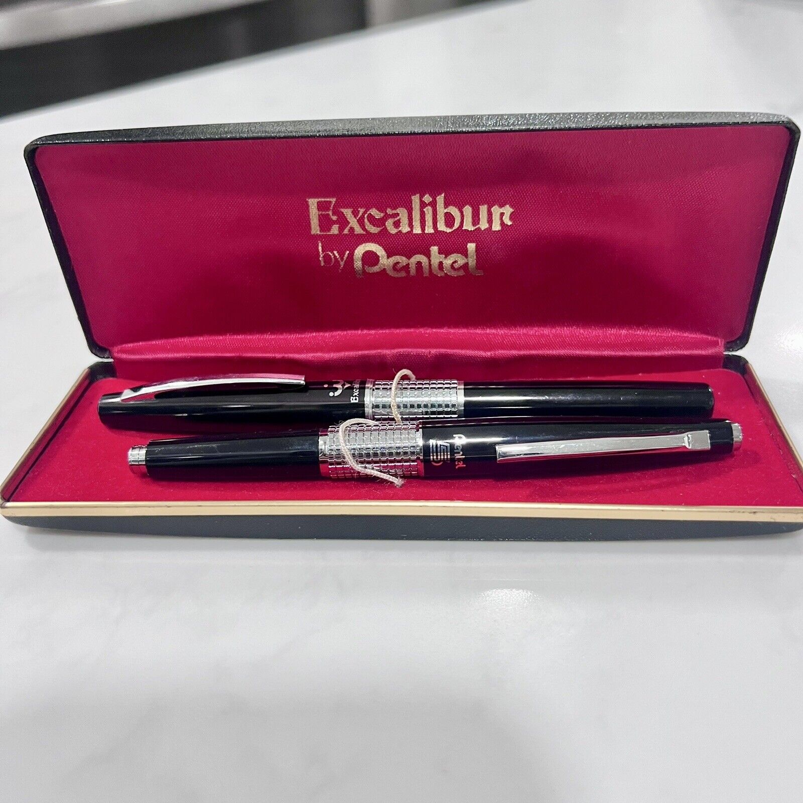 Vintage Pentel Crown Excalibur Japan Roller Pen and Mechanical Pencil Set & Case