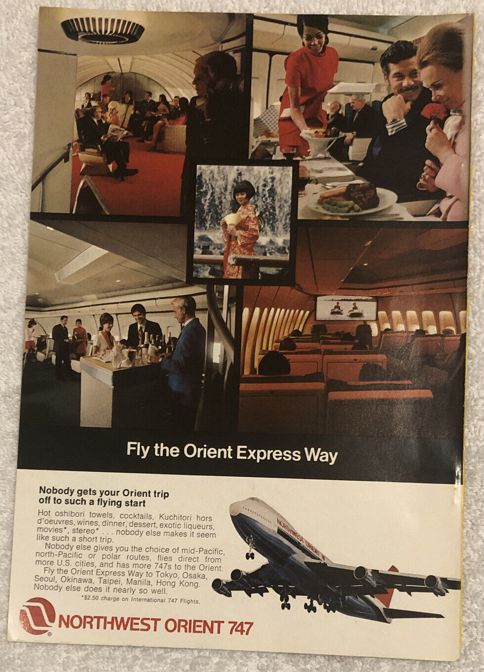 Vintage 1971 Northwest Orient Print Ad - Full Page Advertisement 747 Airplane
