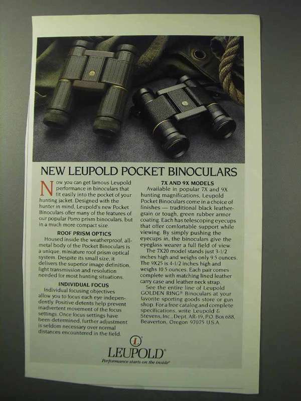 1986 Leupold Pocket Binoculars Ad