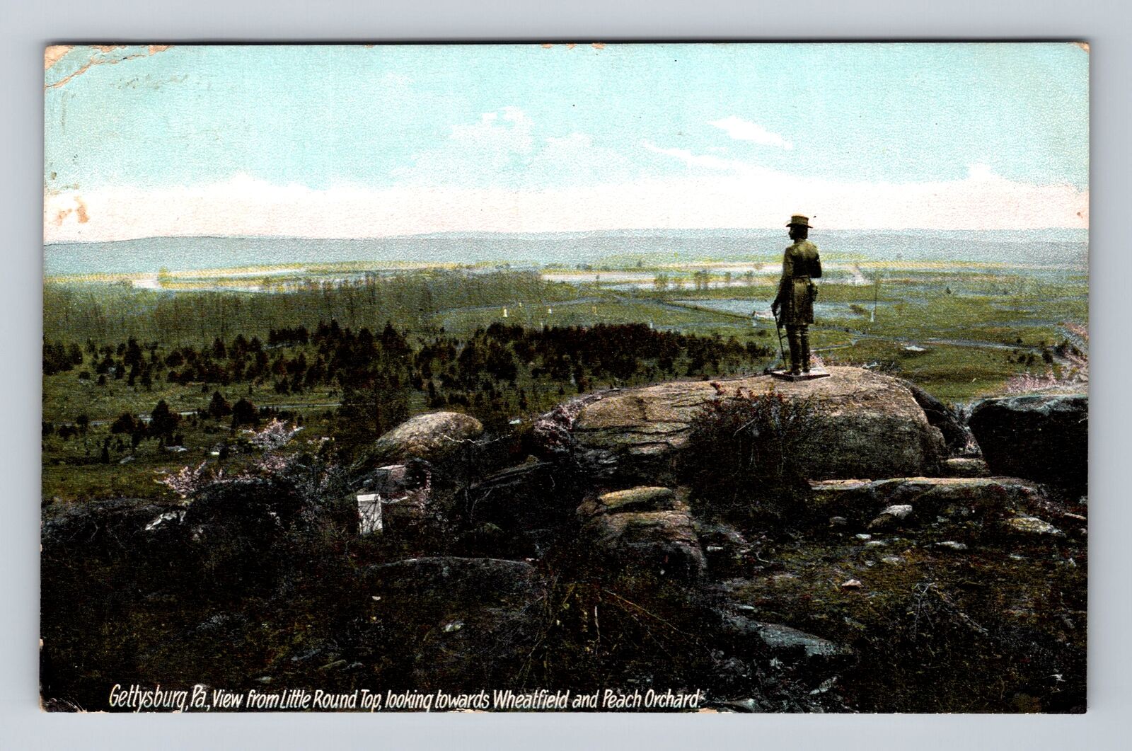 Gettysburg PA-Pennsylvania, Little Round Top, Wheatfield, Vintage c1912 Postcard
