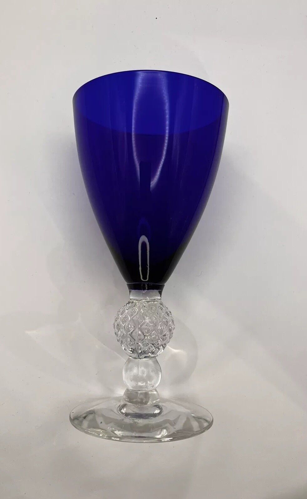 Vintage Morgantown Golf Ball Cobalt Blue Water Goblet 6  5/8” Tall Holds 9 oz
