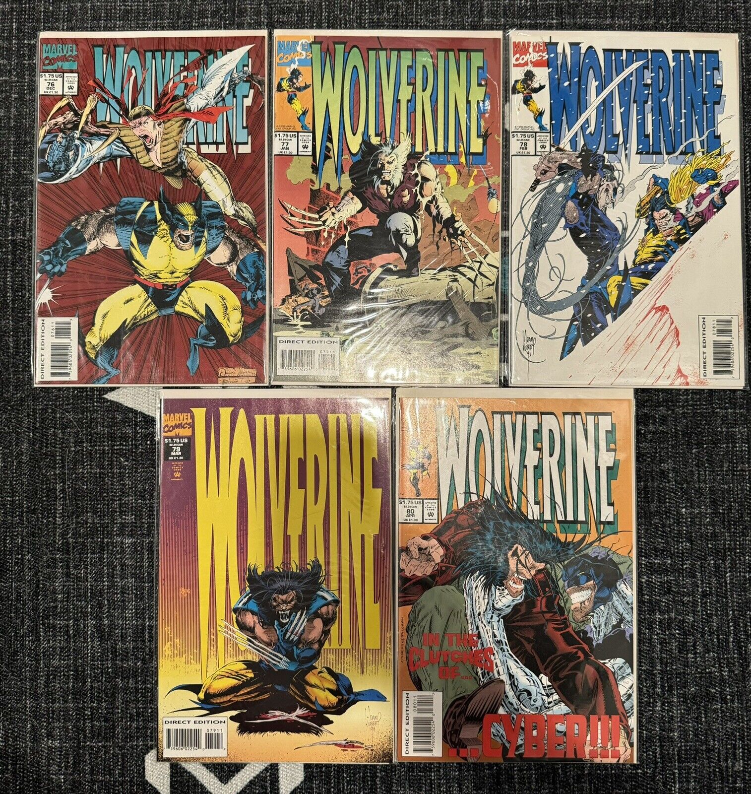 WOLVERINE #76-80 Five Comic Lot X-23 Test Tube Cameo