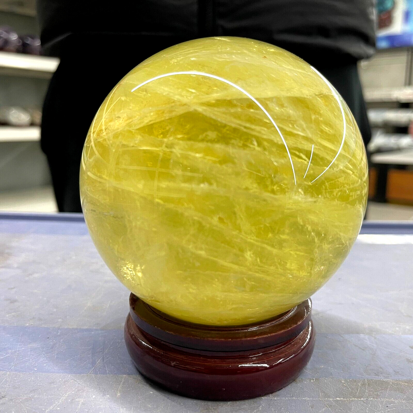 5.67LB TOP Natural citrine Quartz ball carved Crystal Sphere Healing+stand