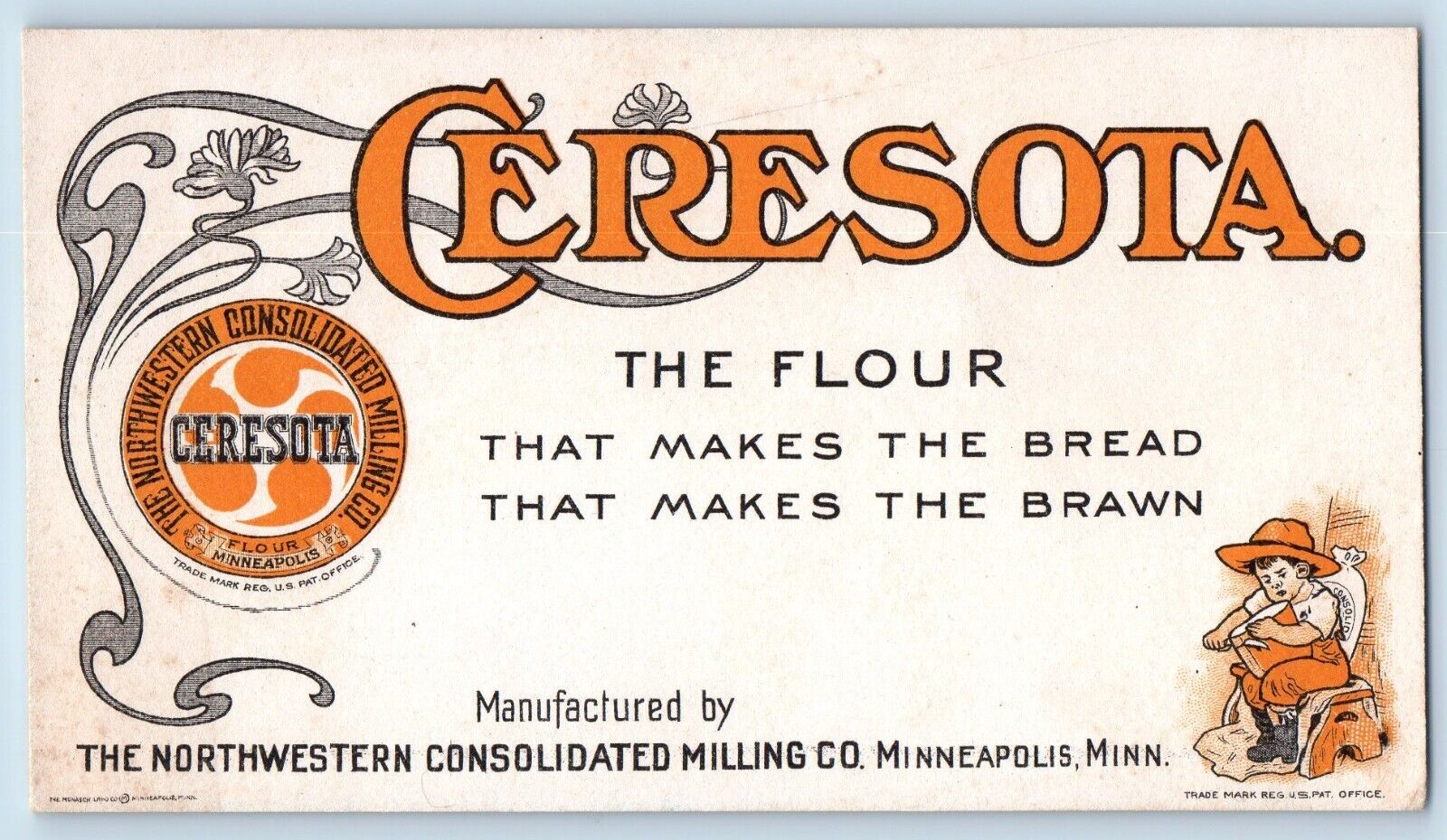Minneapolis MN Postcard Ceresota Northwestern Consolidated Milling Co Inkblotter