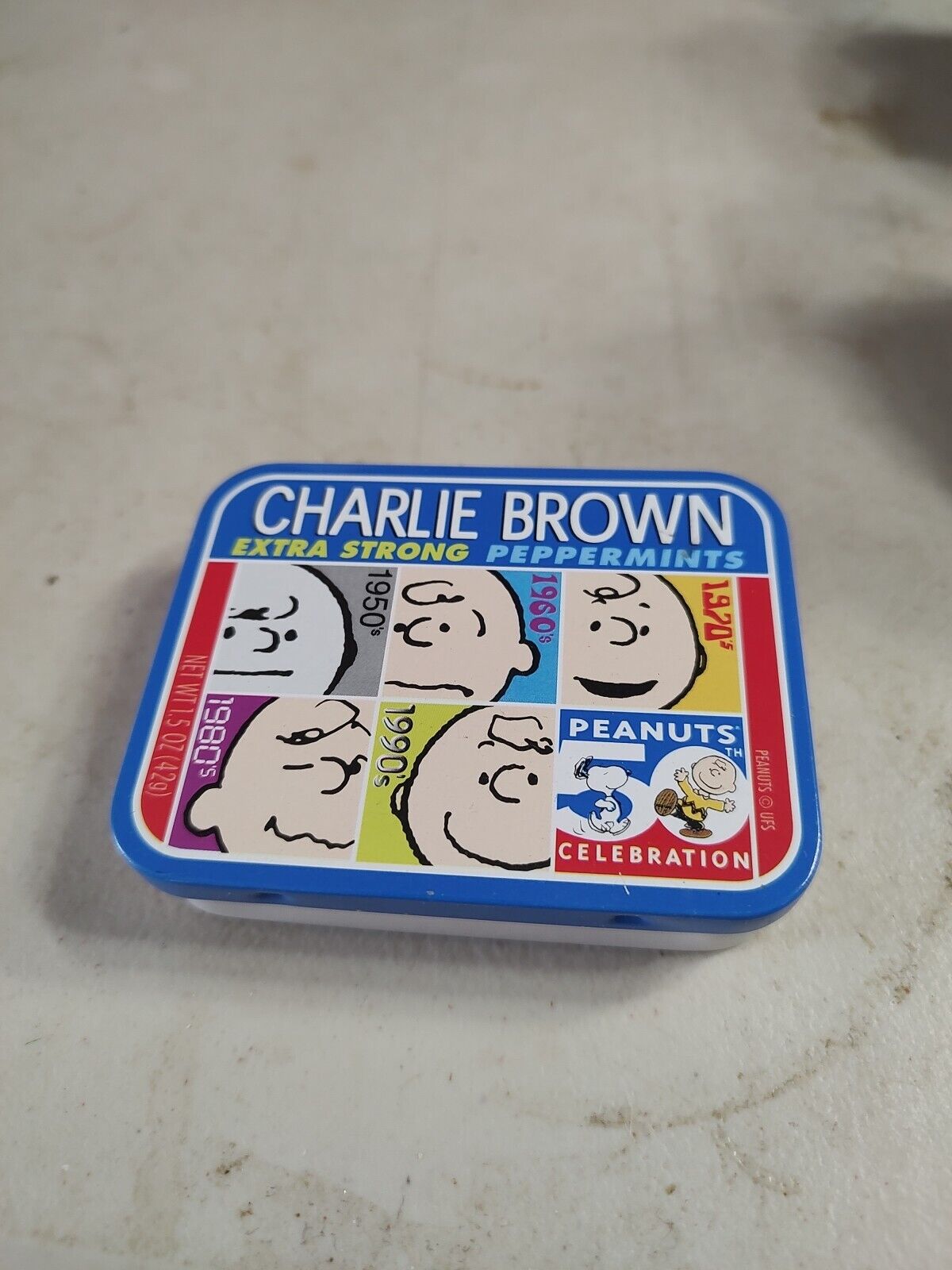 Peanuts Charlie Brown 50th Anniversary Celebration Peppermint Mint Tin Only 