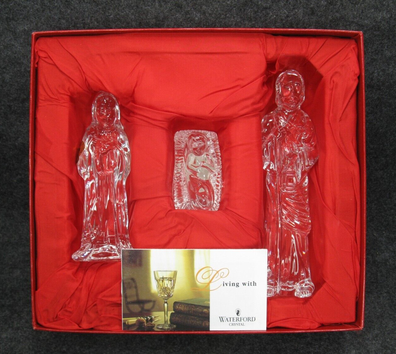 Waterford Crystal Nativity Collection The Holy Family Set with Original Box VTG