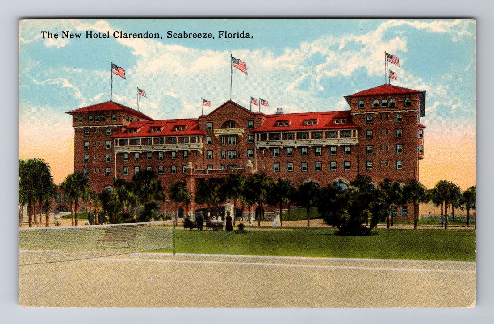 Seabreeze FL-Florida, New Hotel Clarendon, Advertising Souvenir Vintage Postcard
