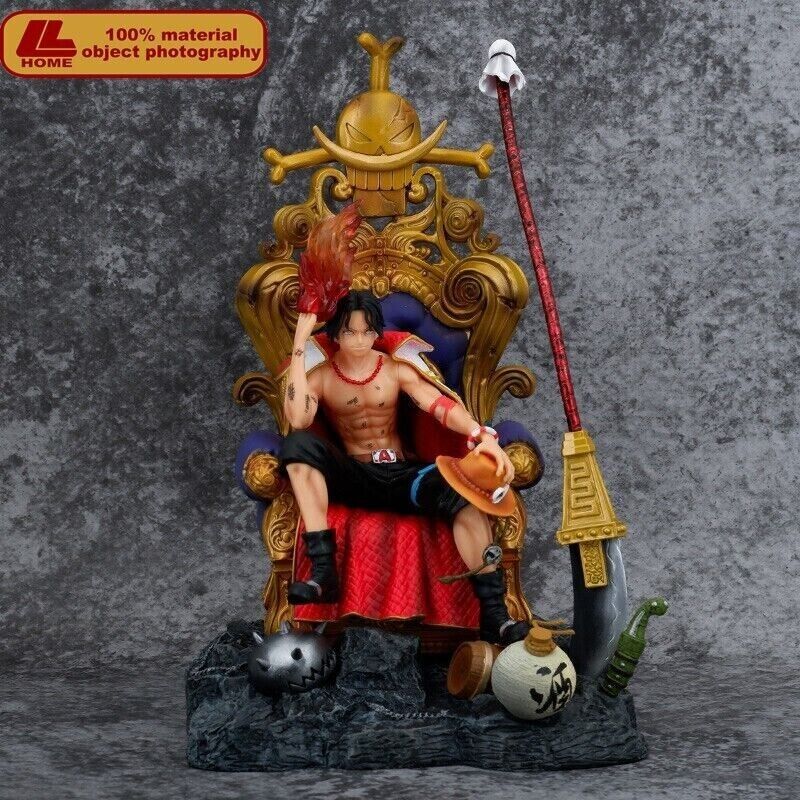 Anime One Piece Portgas D Ace On Throne White Beard PVC Figure Stature Toy Gift
