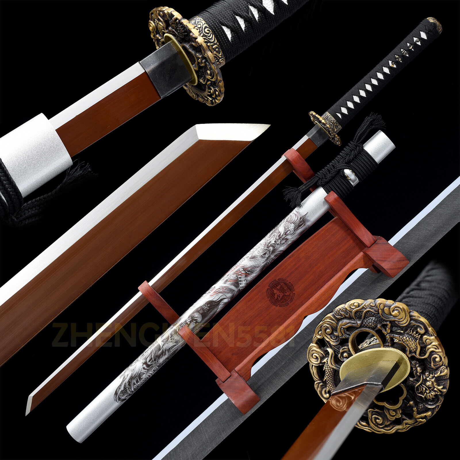 Handmade Red Blade katana T10 Steel Japanese Samurai Full Tang Ninja Sharp Sword