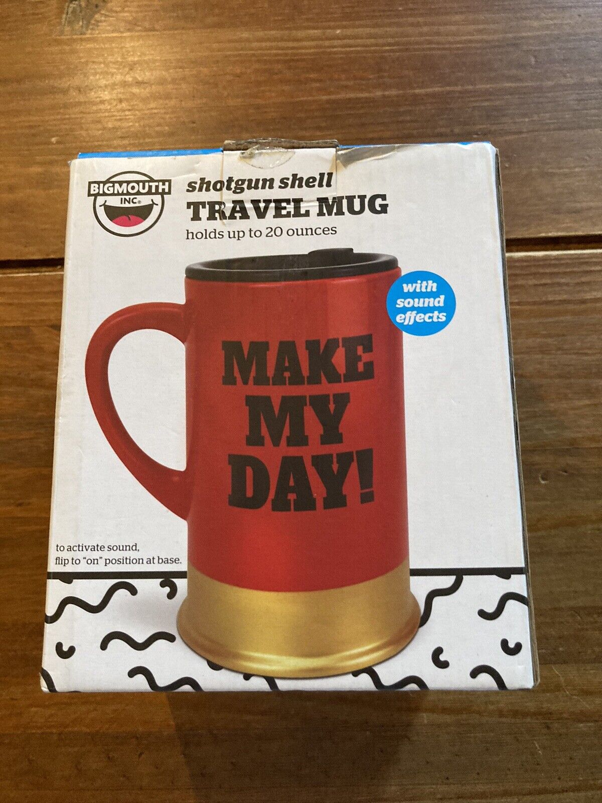 Big Mouth Inc. Shotgun Shell 20 Oz Travel Mug Make My Day W/Sound Brand NEW