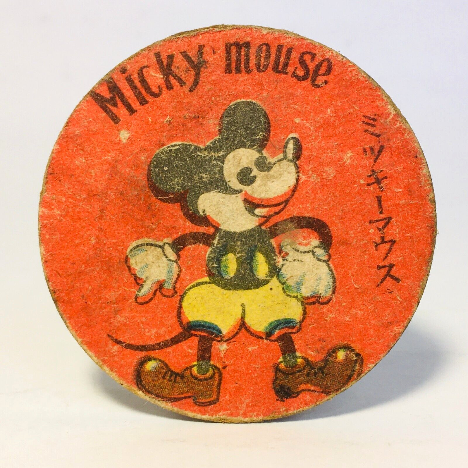 1920s MICKEY MOUSE Vintage Japanese Round Menko Card /Disney /red back