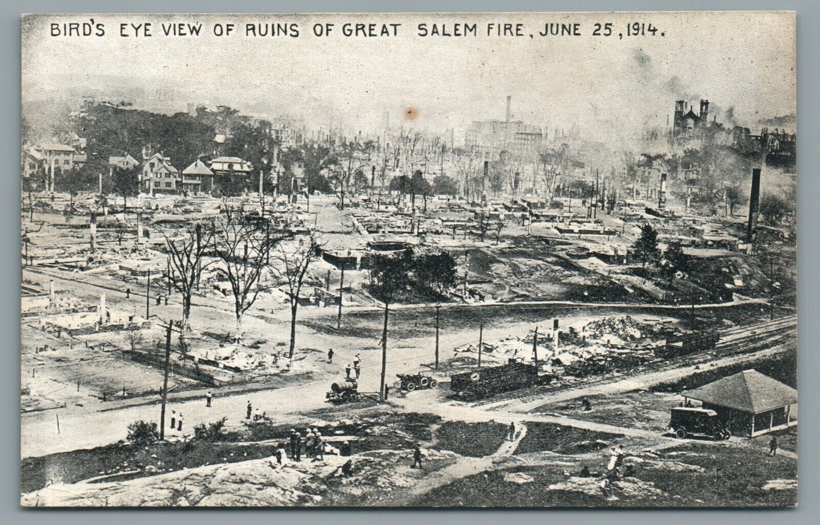 Bird's Eye View of Ruins of Great Salem Fire June 25th 1914 Vintage Postcard