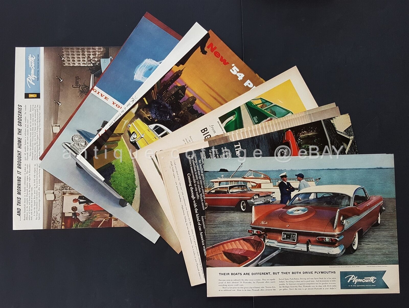 LOT 1954-72 vintage 10pc PLYMOUTH MAGAZINE ADS automobile car SUBURBAN SATALITE 