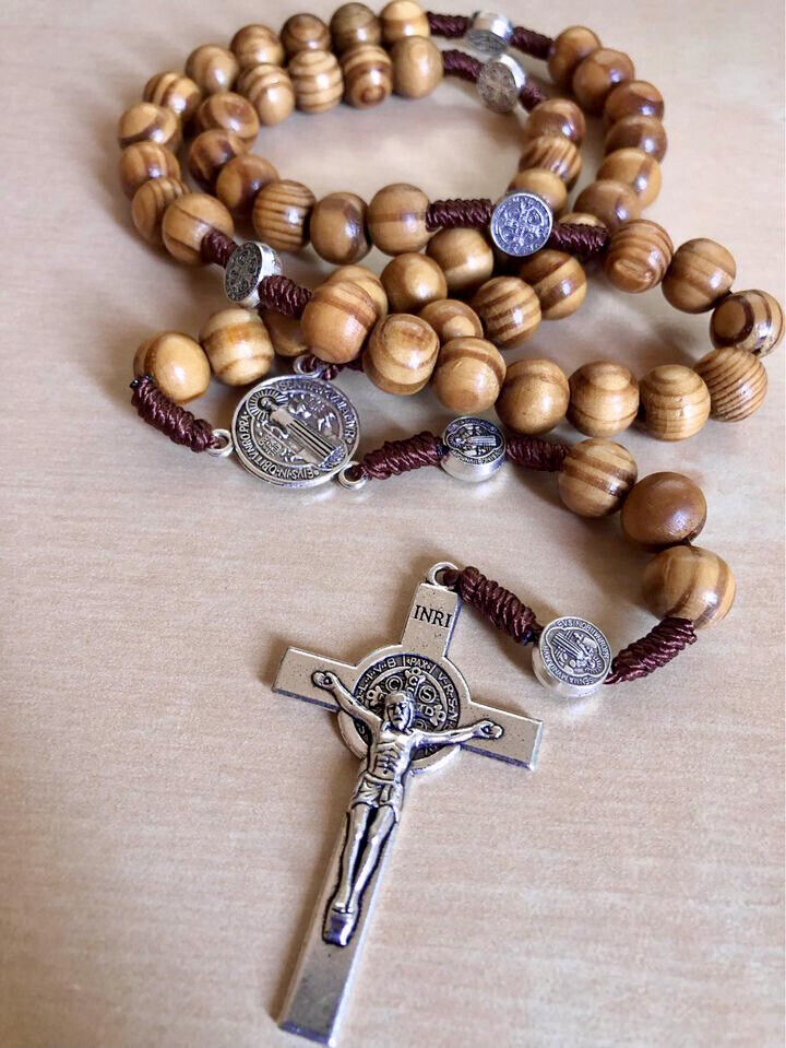 Rosary for Men Women Wood Prayer Beads Crucifix Cross Handmade Fast Shipping