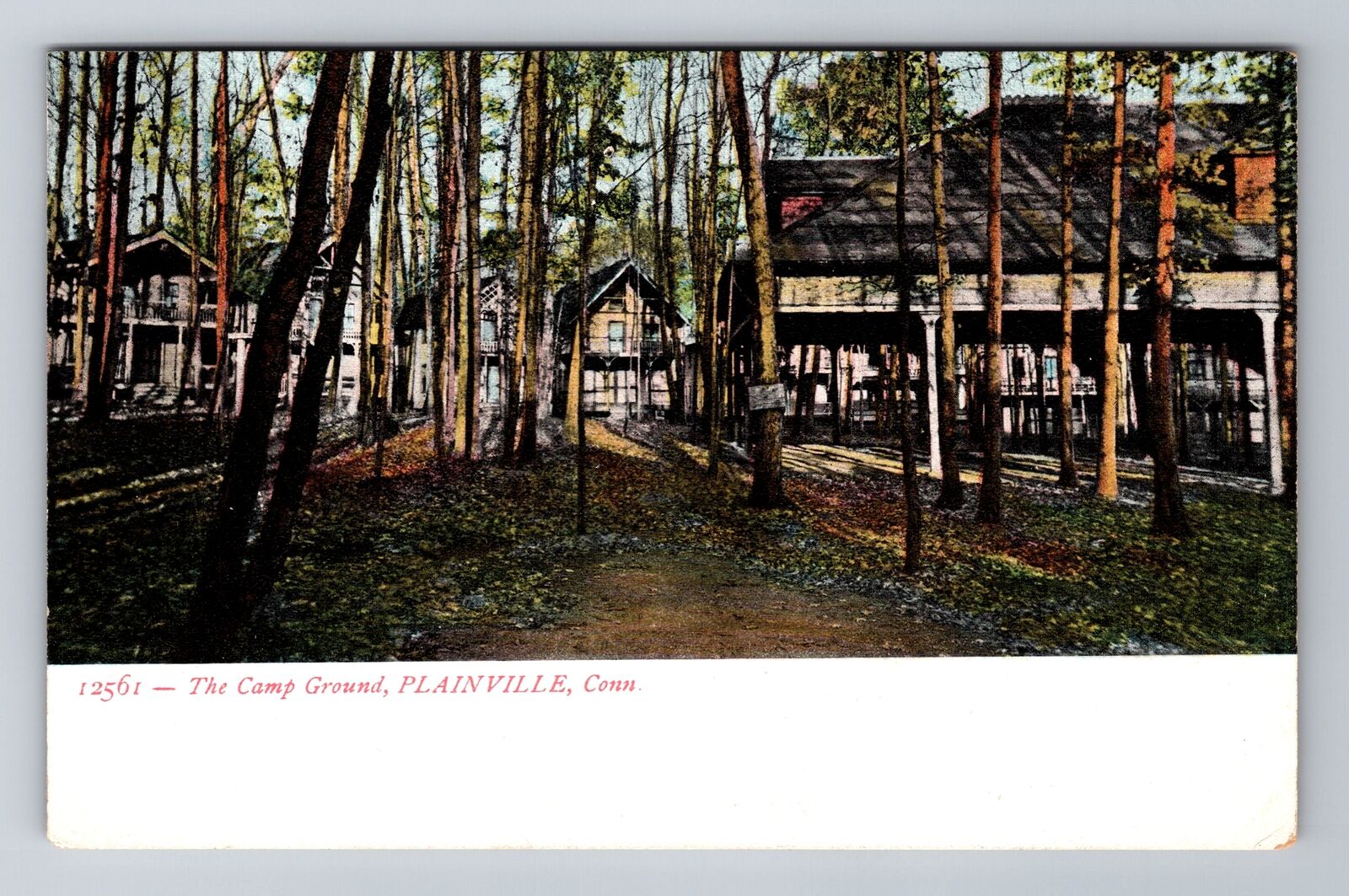 Plainville CT-Connecticut, The Camp Ground, Antique Vintage Souvenir Postcard