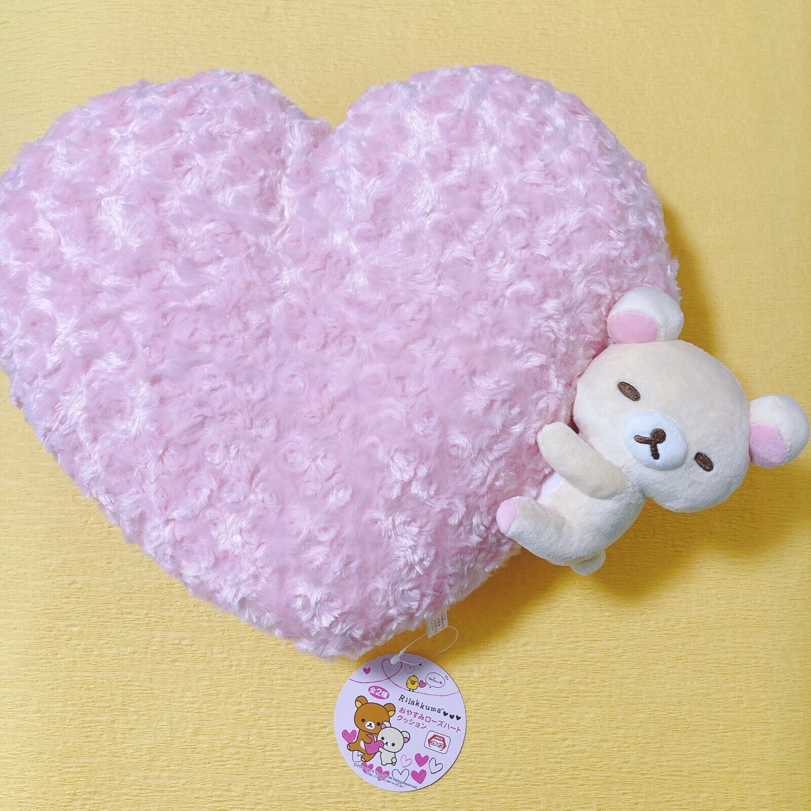 Korilakkuma Plush San-X Rose Heart Pink Decorative Cushion Pillow Japan New 2021