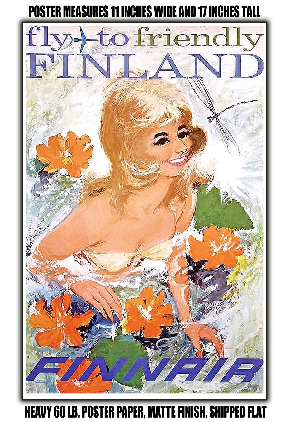 11x17 POSTER - 1965 Fly to Friendly Finland Finnair