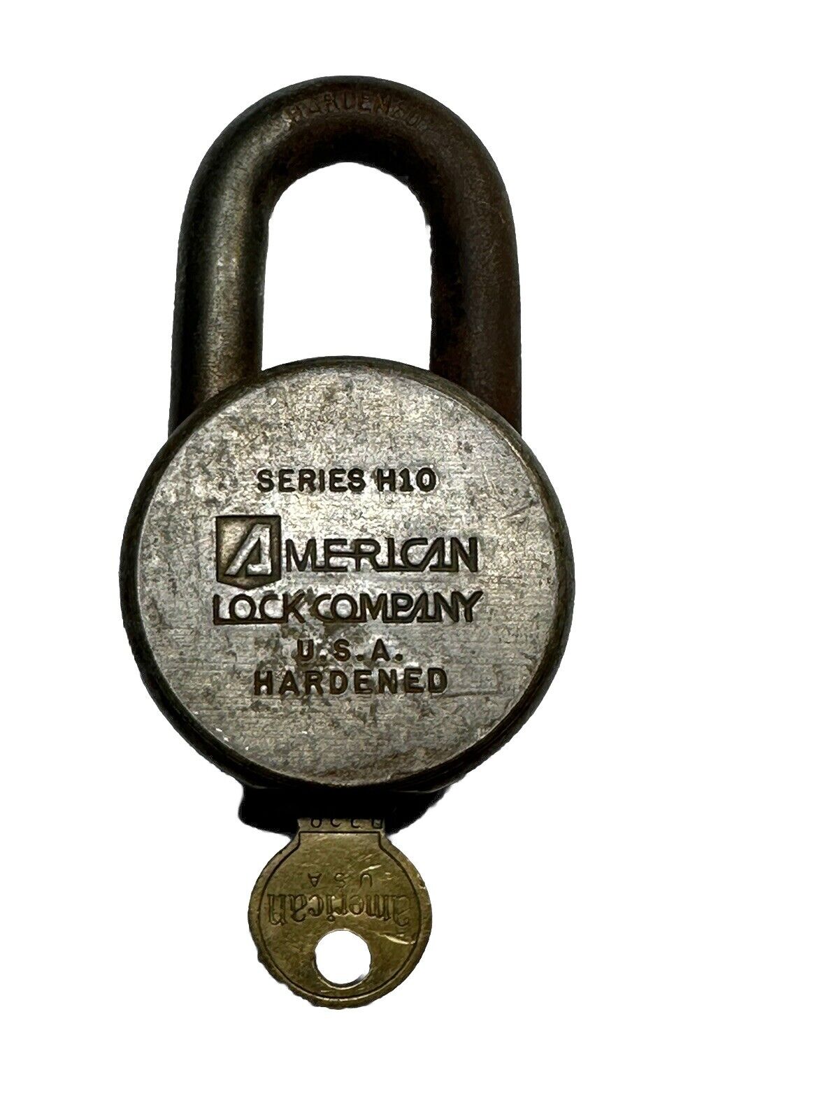 Vintage American Lock Company Series H10 Hardened Padlock W/ Original Key Works