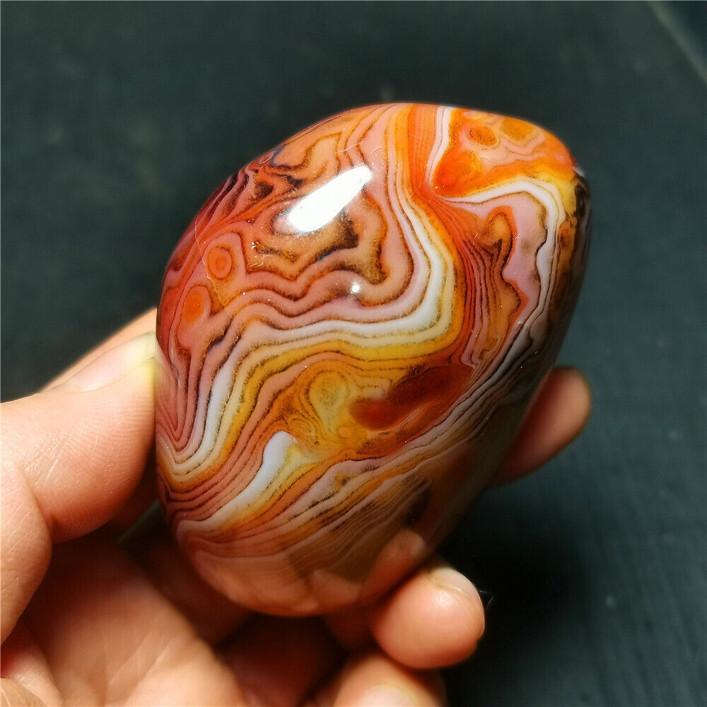 TOP 177G Natural Polished Silk Banded Lace Agate Crystal Madagascar BY728
