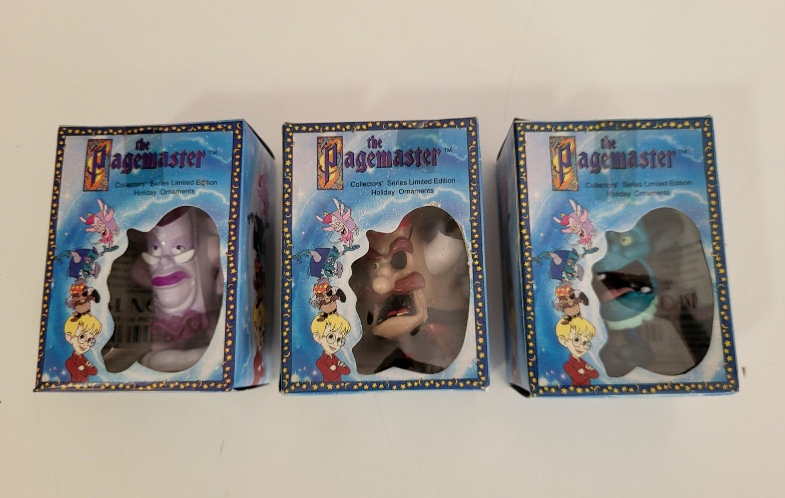Set of 3 The Pagemaster Collectors Series Limited Edition Holiday Ornaments 1994