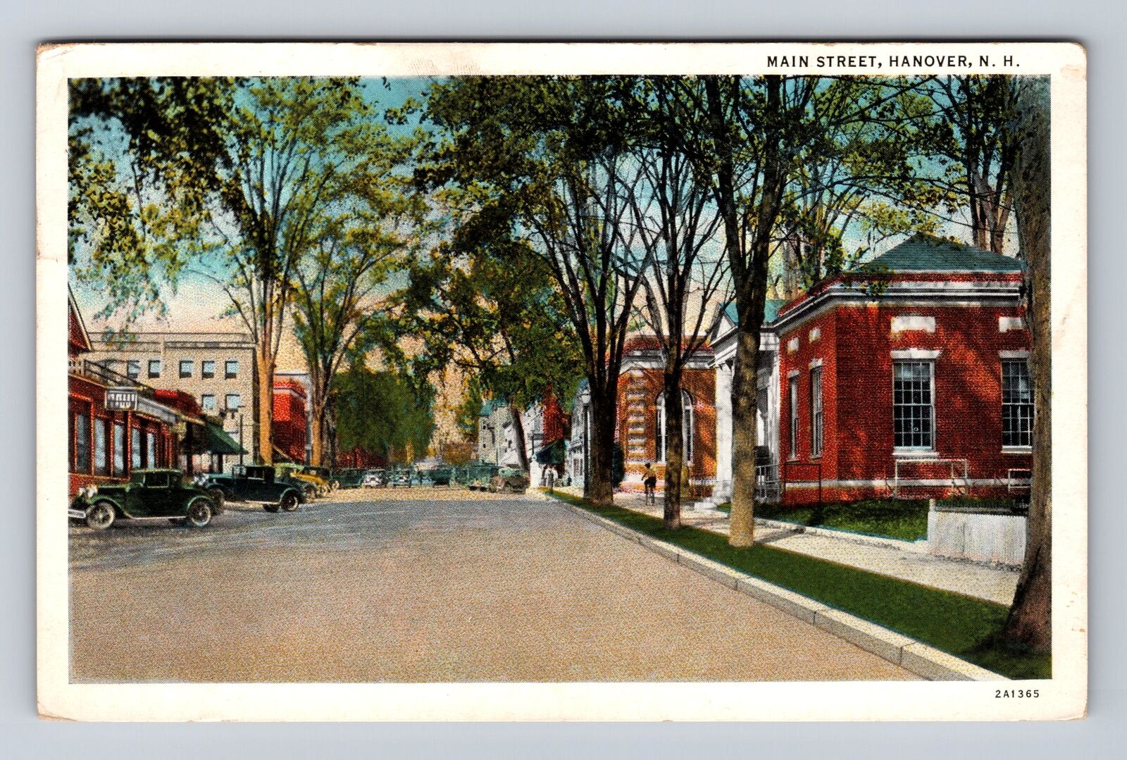 Hanover NH-New Hampshire, Main Street, Antique, Vintage c1935 Souvenir Postcard