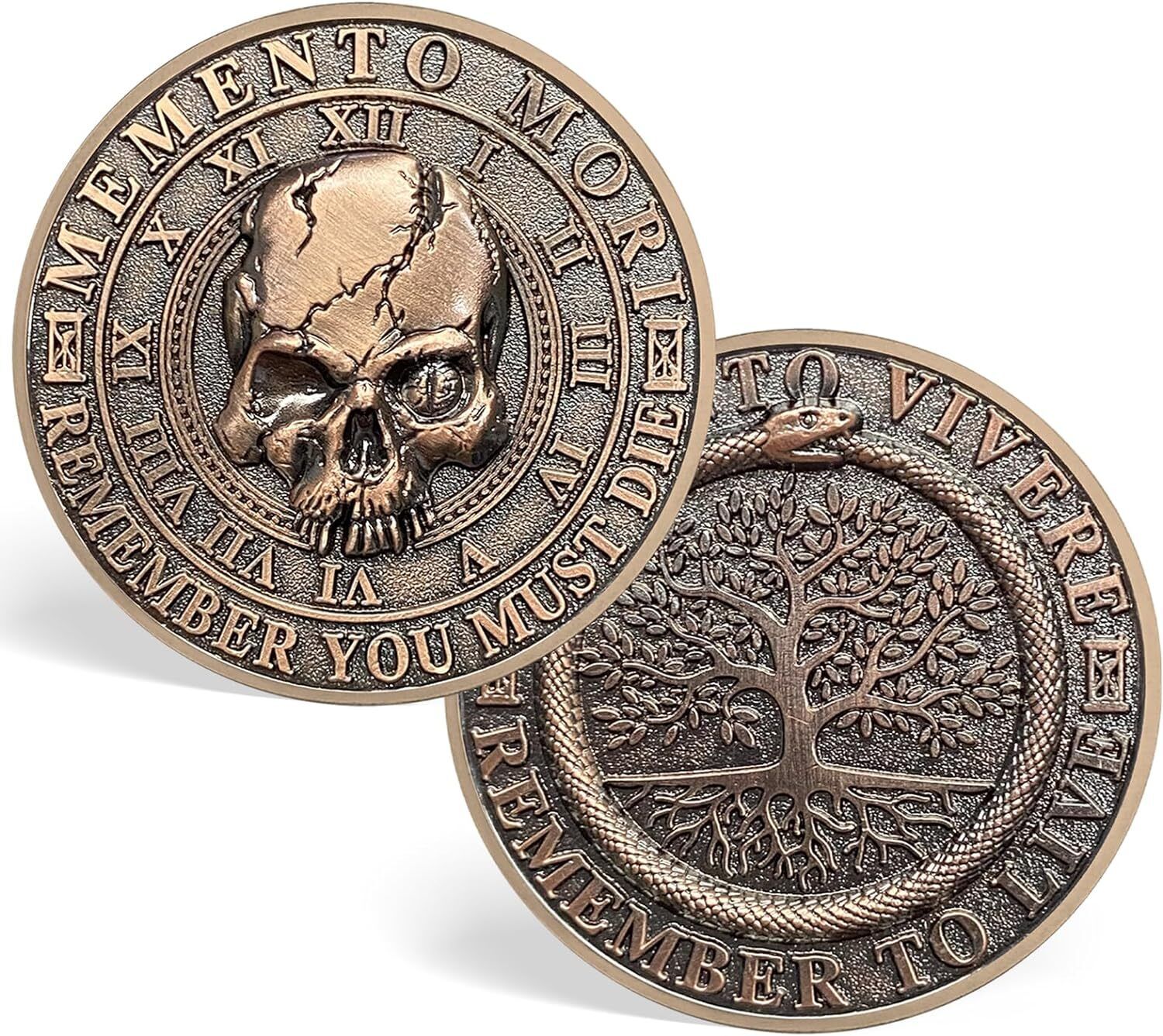 Memento Mori Memento Vivere Coin 3D Skull Challenge Coin Stoic Reminder Token