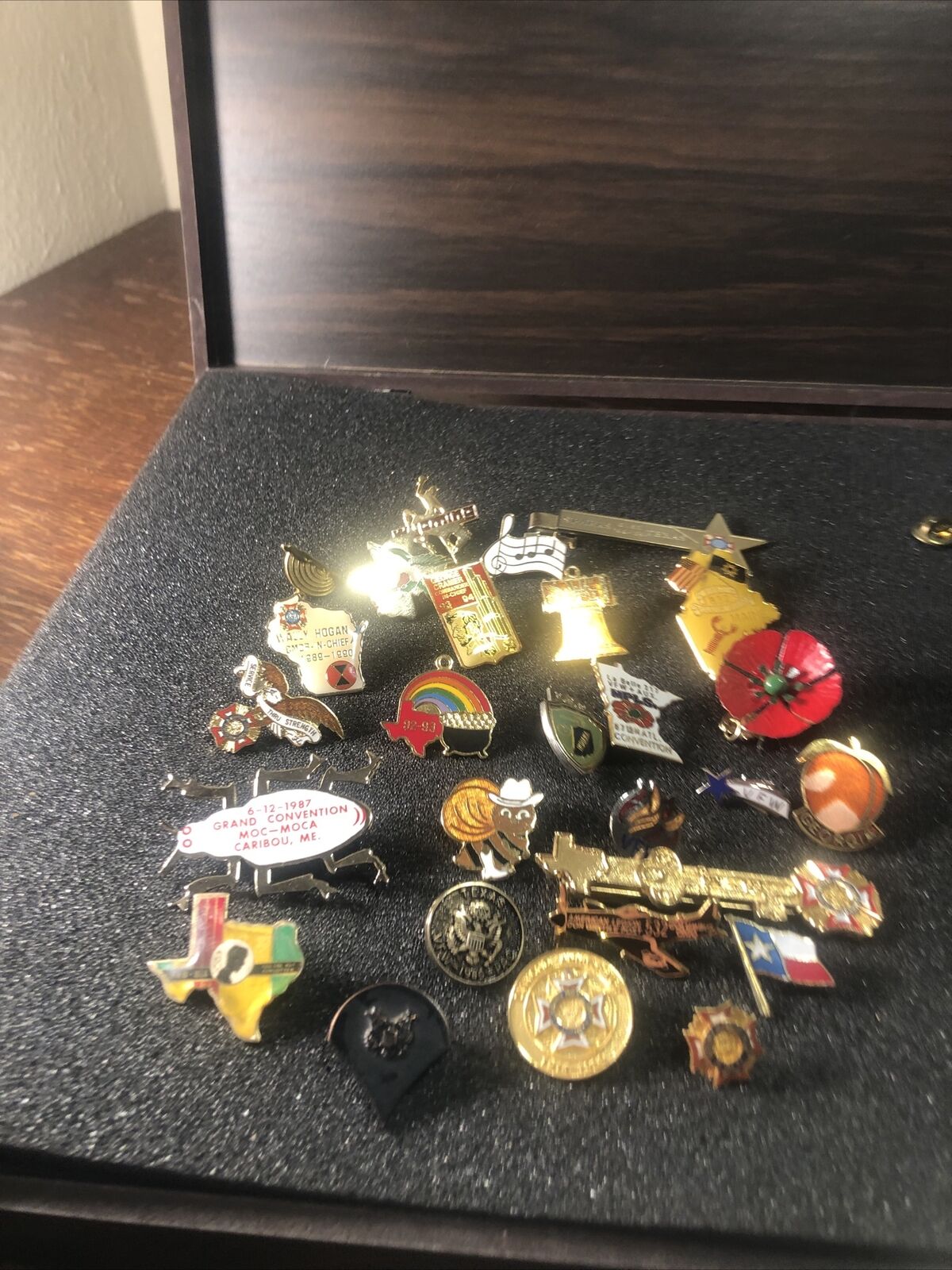 27-Vintage VFW assorted Hat Pins from locker unit. 80’s and 90’s. see pics