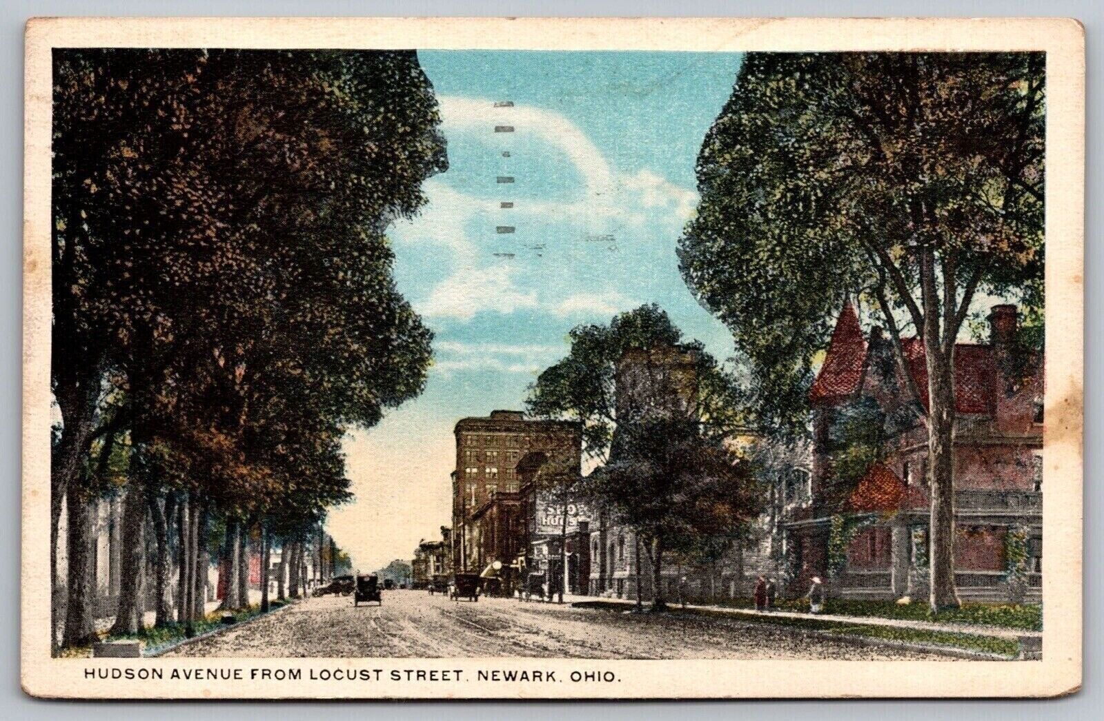 Hudson Avenue Locust Street View Newark Ohio OH Cancel 1943 WOB PM VNG Postcard