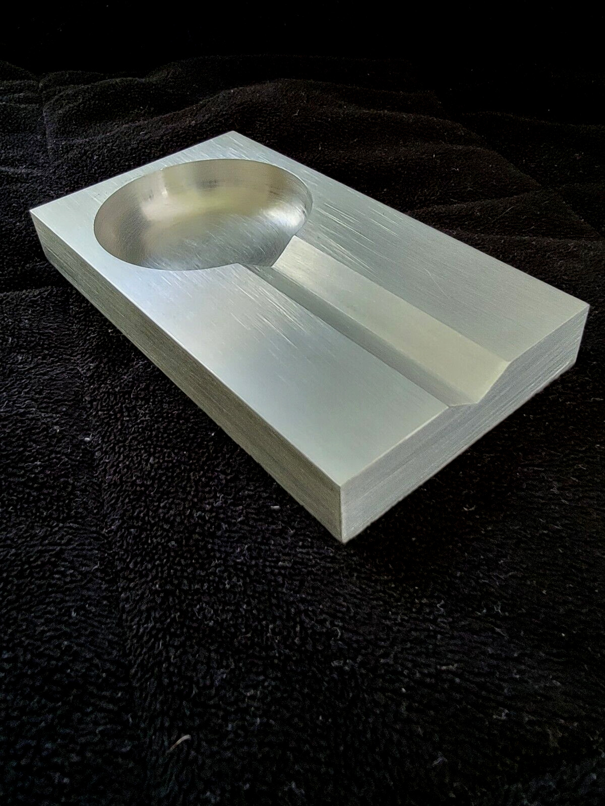 Modernist Style Vintage Cigar Ashtray Hand Made from Solid Aluminum Billet 