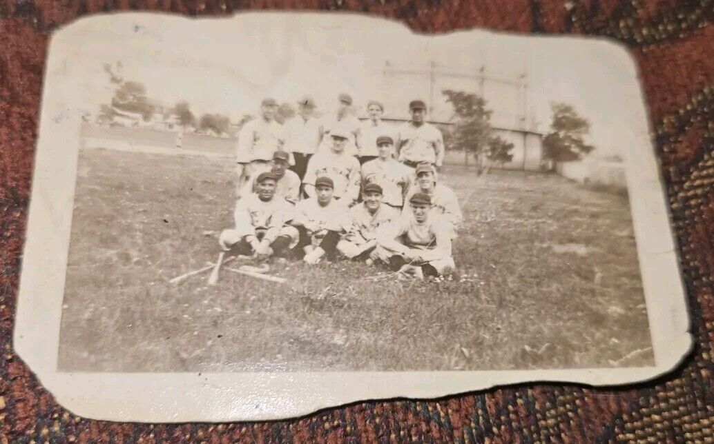 VINTAGE PHOTO 1930 Baseball Team Original Snapshot Small Town Kids Baseball