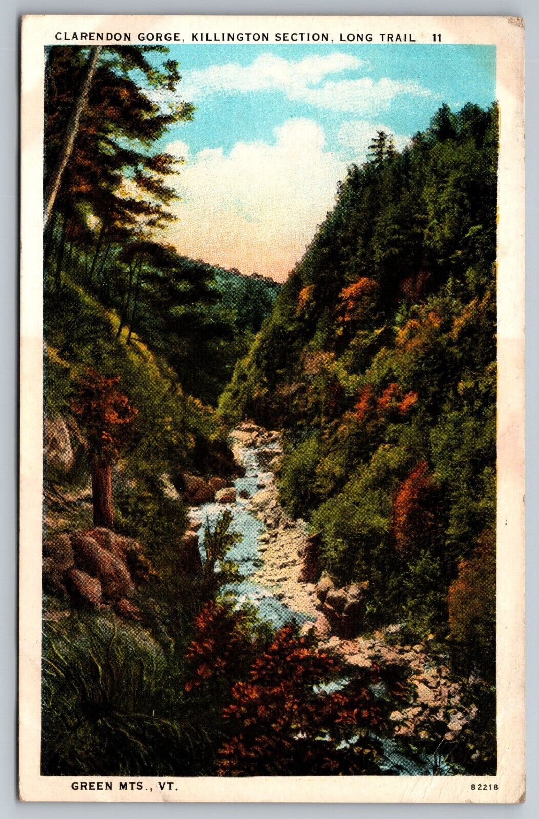 1930 Clarendon Gorge. Killington Section. Long Trail. Vermont Vintage Postcard
