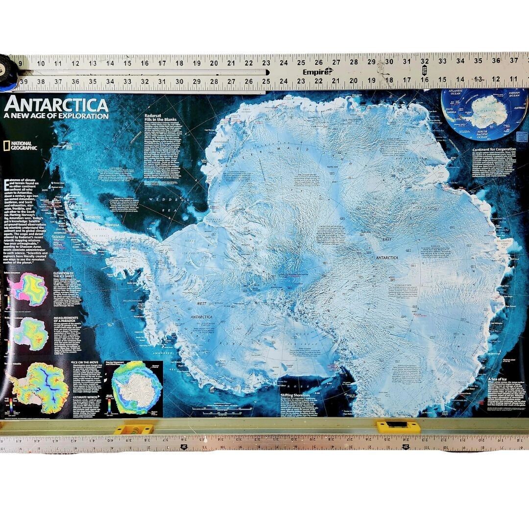 National Geographic Antarctica Satellite 2010 Wall Poster Map 20 1/8\
