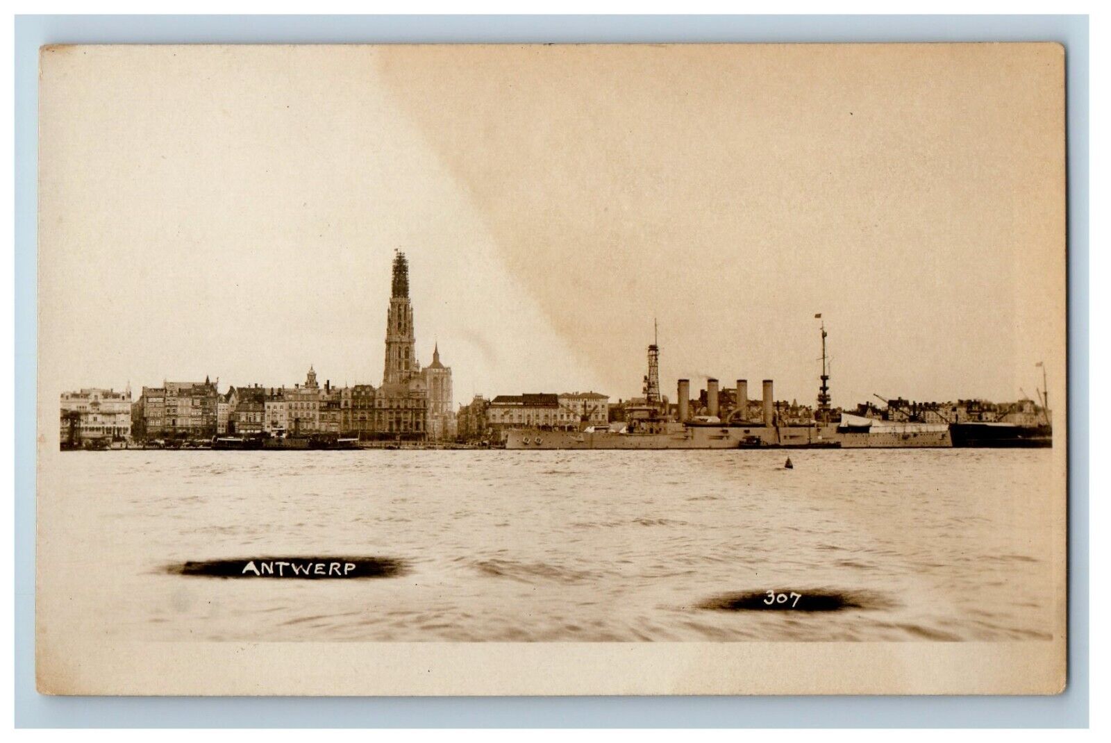 c1920's A View Of Sea And Buildings Antwerp Belgium RPPC Photo Vintage Postcard
